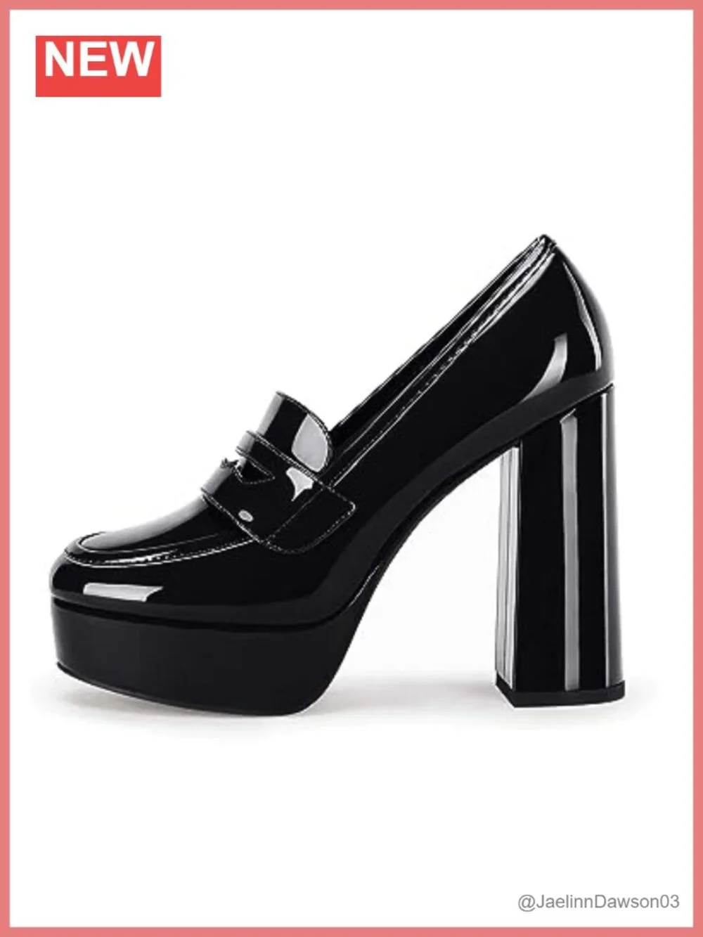Chunky Platform Heels Loafers Patent Leather Closed Toe Business Dress Pumps